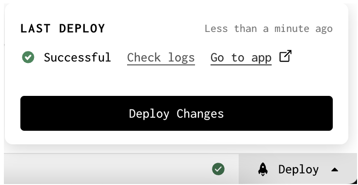 Screenshot of the deploy button in Forgelivo